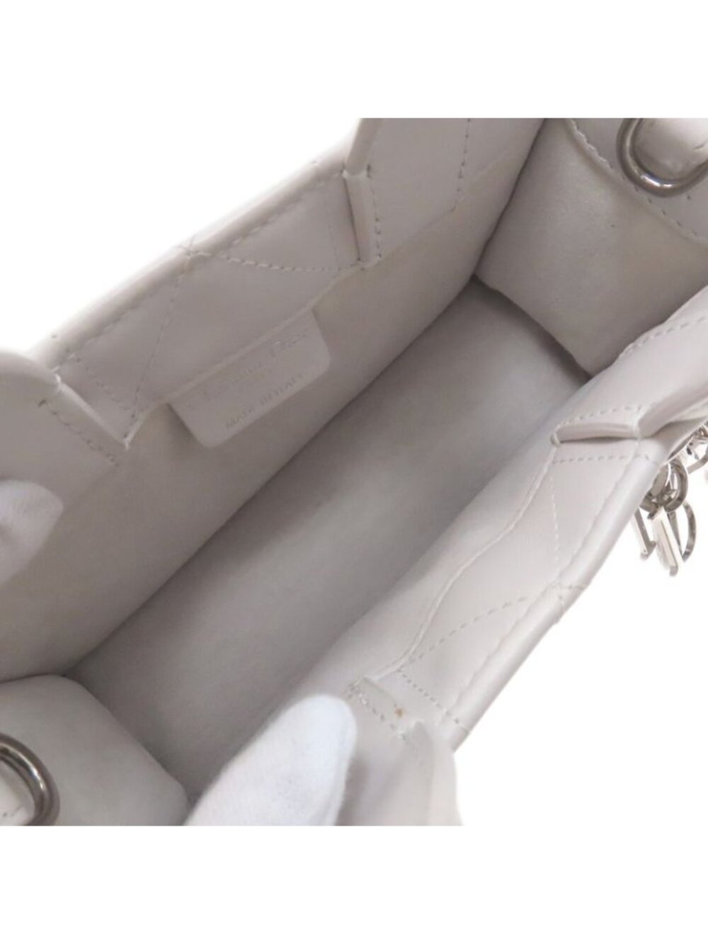 Dior Book Tote Mini Macro Cannage 2-Way Handbag White Gray - Picture 5 of 15